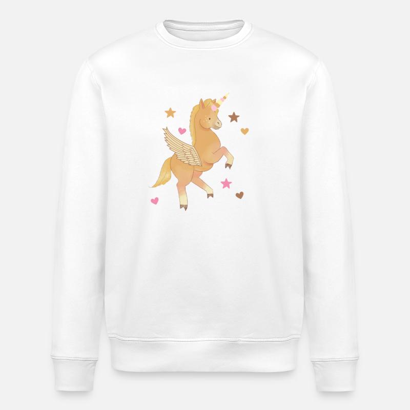 Einhorn, Pferd, Pony, Pegasus - Stanley/Stella Unisex Bio-Sweatshirt ROLLER - Weiß
