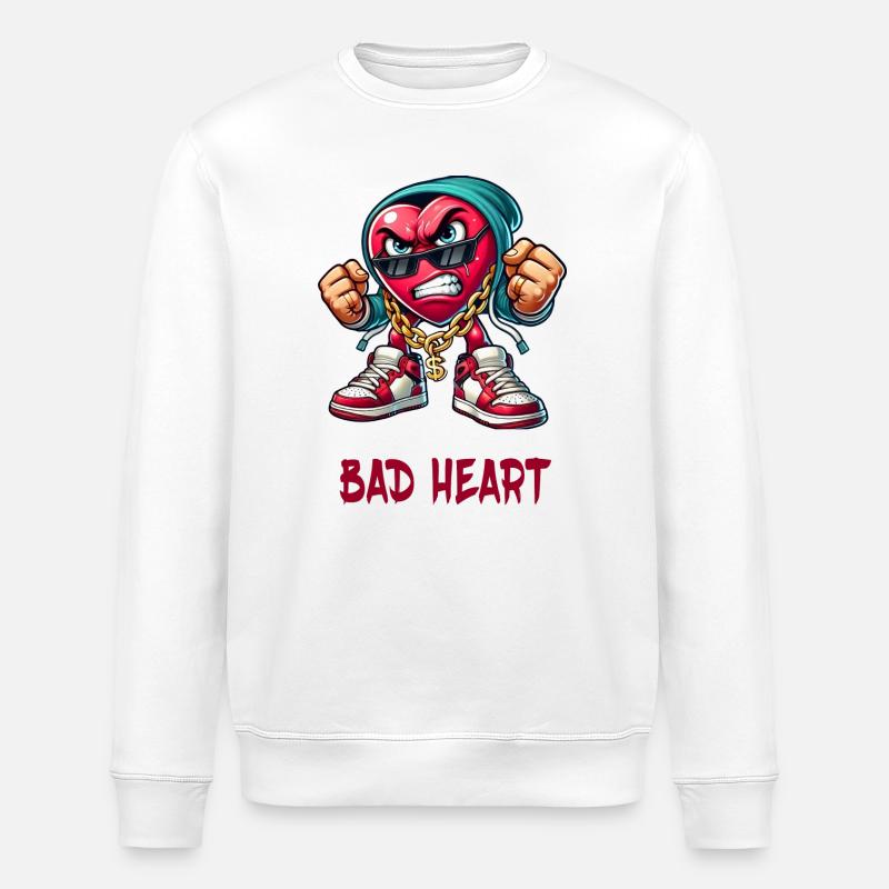Evil heart design - Stanley/Stella ROLLER Unisex Organic Sweatshirt - white