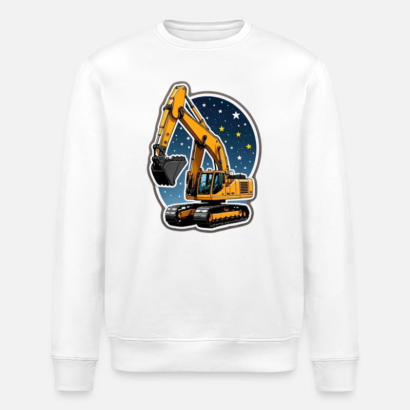 Leuchtender Bagger und Sternenhimmel - Stanley/Stella Unisex Bio-Sweatshirt ROLLER - Weiß