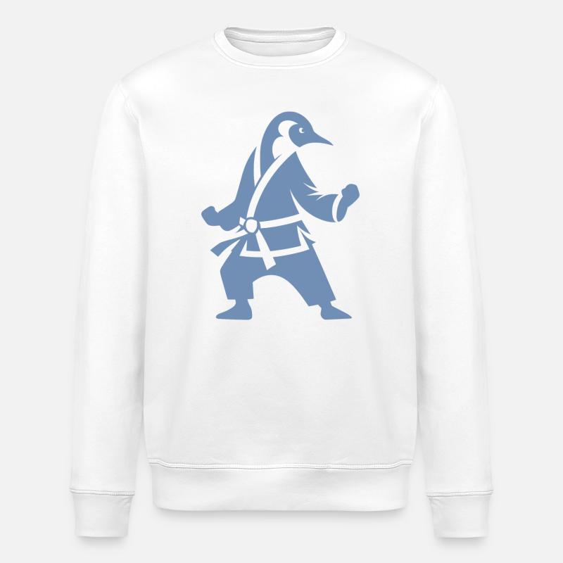 Pinguin Karate Kampfkunst Silhouette - Stanley/Stella Unisex Bio-Sweatshirt ROLLER - Weiß