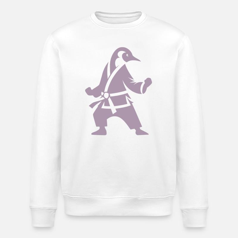 Pinguin Karate Kampfkunst Silhouette - Stanley/Stella Unisex Bio-Sweatshirt ROLLER - Weiß