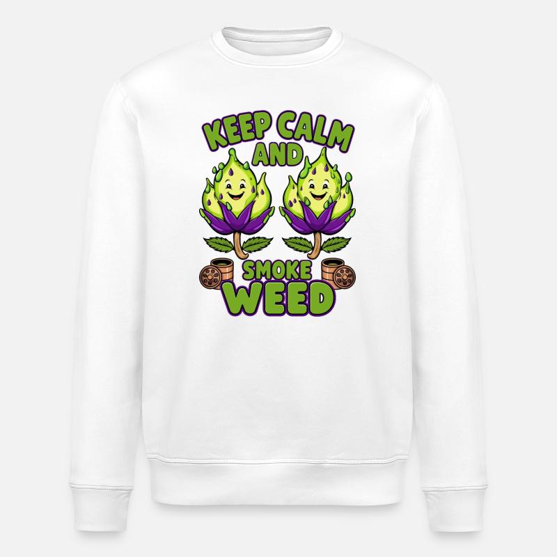 Drôles de fleurs d’herbe - Sweat bio ROLLER Stanley/Stella Unisexe - blanc