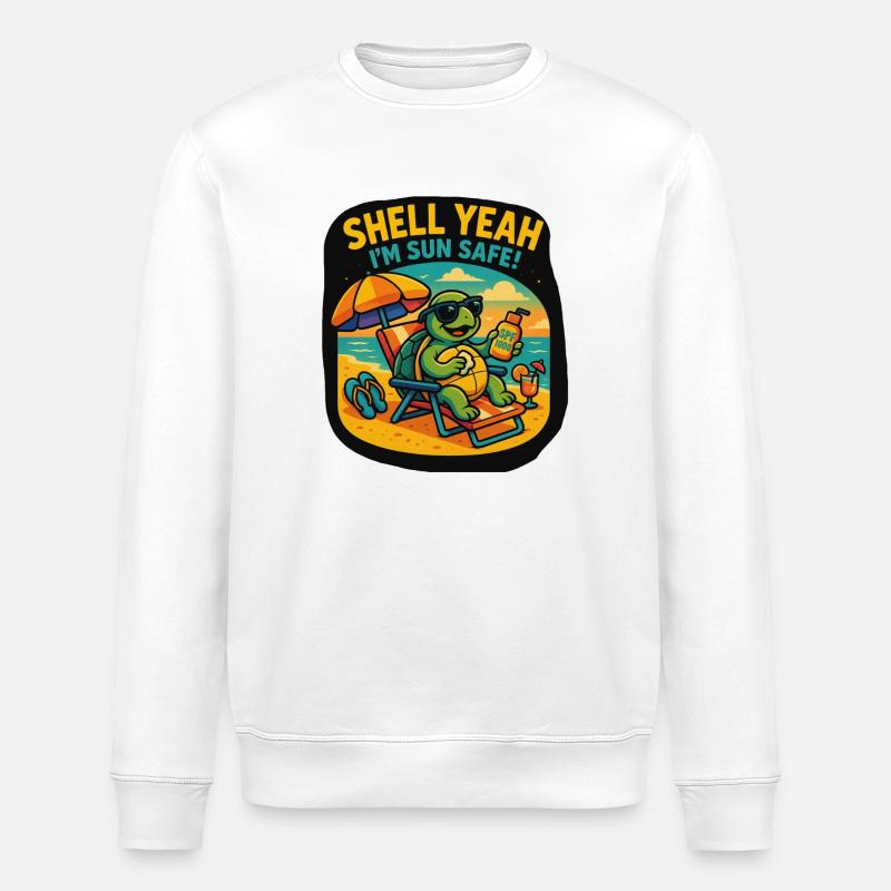Shell Yeah – Sun Safe Turtle - Stanley/Stella Unisex Bio-Sweatshirt ROLLER - Weiß