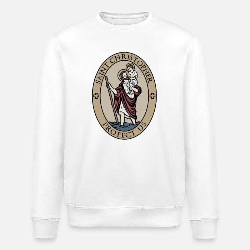 Heiliger Christophorus, Träger Christi - Stanley/Stella Unisex Bio-Sweatshirt ROLLER - Weiß