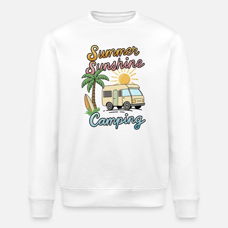 Camping au soleil d’été - Sweat bio ROLLER Stanley/Stella Unisexe - blanc