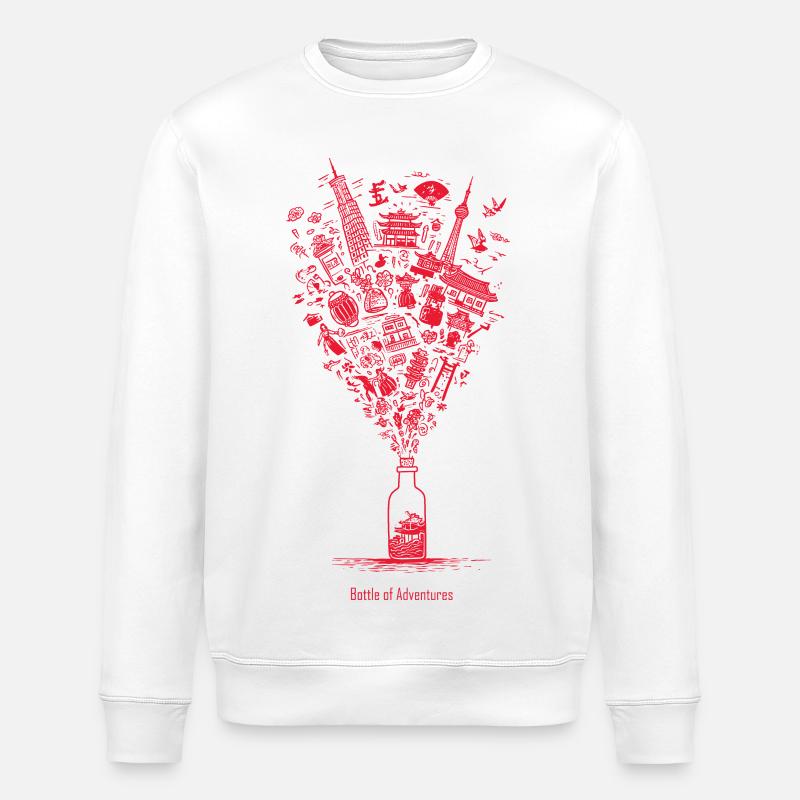 Bouteille d’Aventures - Sweat bio ROLLER Stanley/Stella Unisexe - blanc