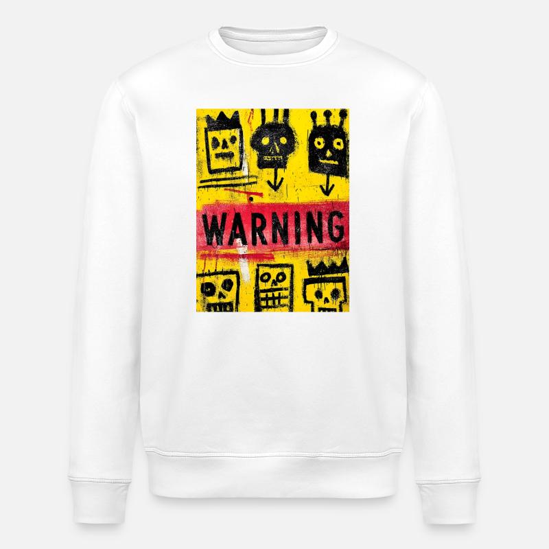 Expressionist Skull Art with Warning Message - Sweat bio ROLLER Stanley/Stella Unisexe - blanc