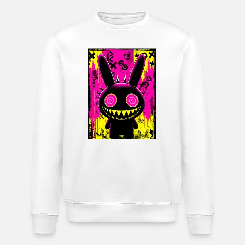 Lapin grimé néon rétro - Sweat bio ROLLER Stanley/Stella Unisexe - blanc