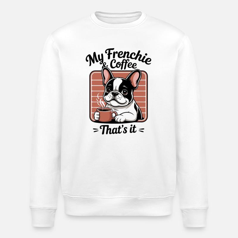 Frenchie bouledogue français dessin animé - Sweat bio ROLLER Stanley/Stella Unisexe - blanc