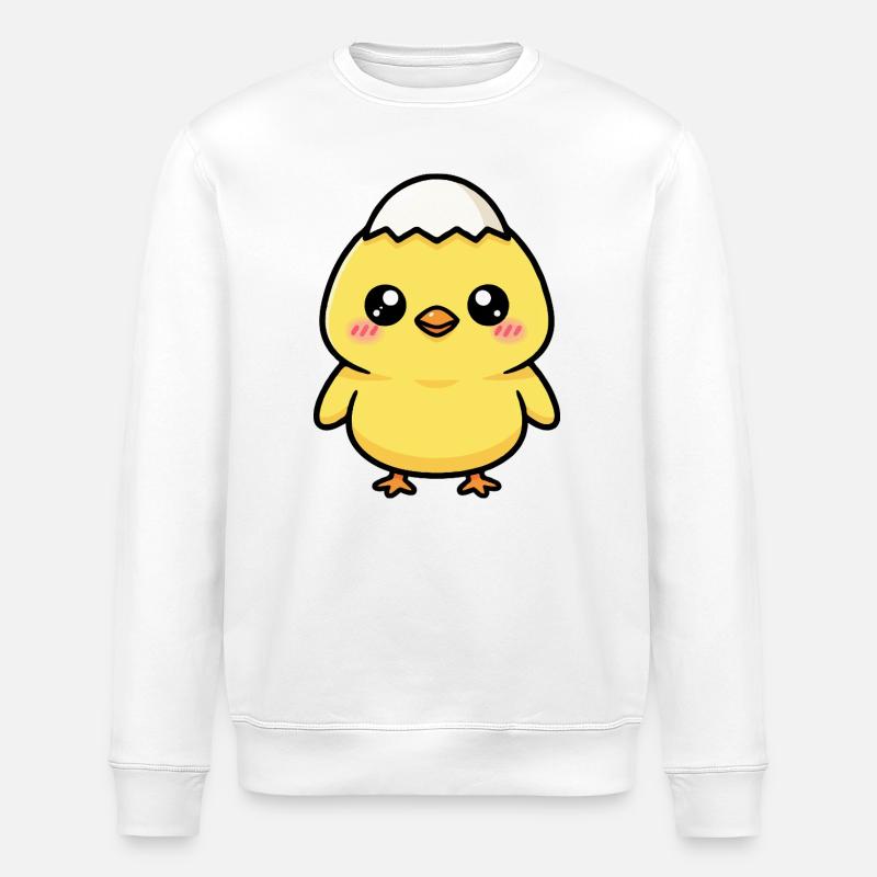 Küken mit Kawaii-Kappe - Stanley/Stella Unisex Bio-Sweatshirt ROLLER - Weiß