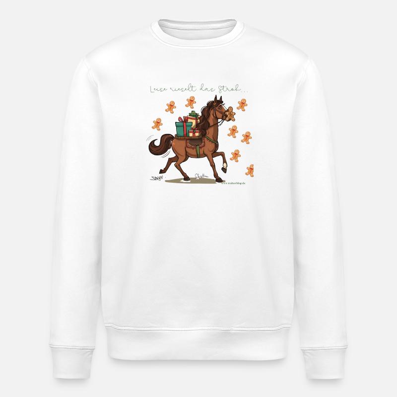 Cheval de Noël avec Cadeaux Trotter - - Sweat bio ROLLER Stanley/Stella Unisexe - blanc