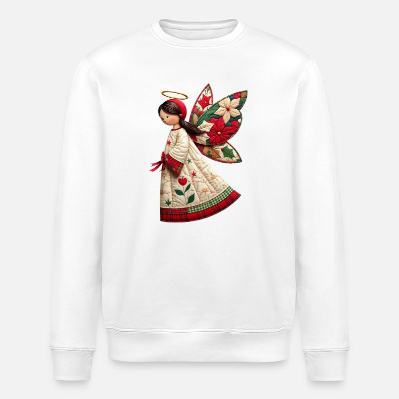 Weihnachtsengel mit Weihnachtsblumen - Stanley/Stella Unisex Bio-Sweatshirt ROLLER - Weiß