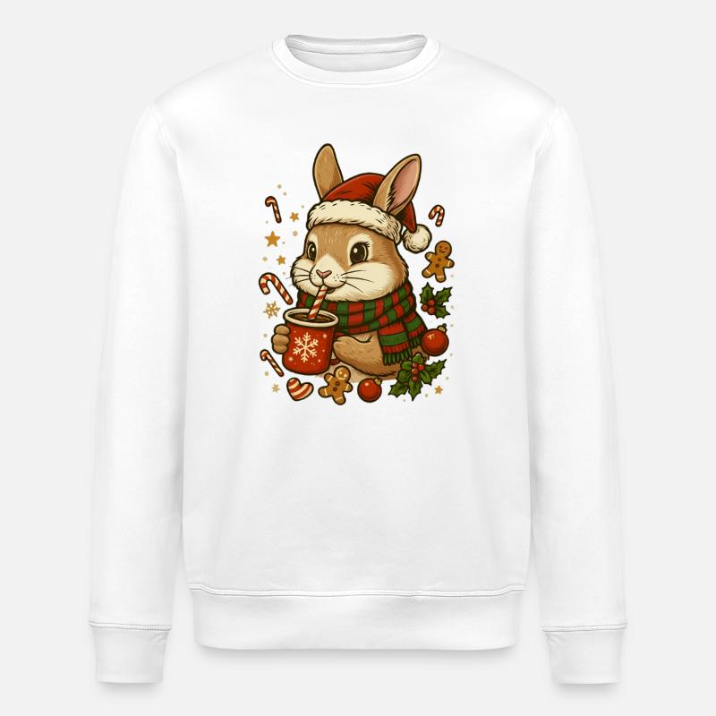Lapin à Noël - Sweat bio ROLLER Stanley/Stella Unisexe - blanc