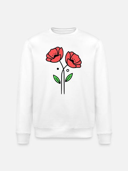 mohnblume-mohnblumen-minimalistisch-line-art-5 - Stanley/Stella Unisex Bio-Sweatshirt ROLLER - Weiß