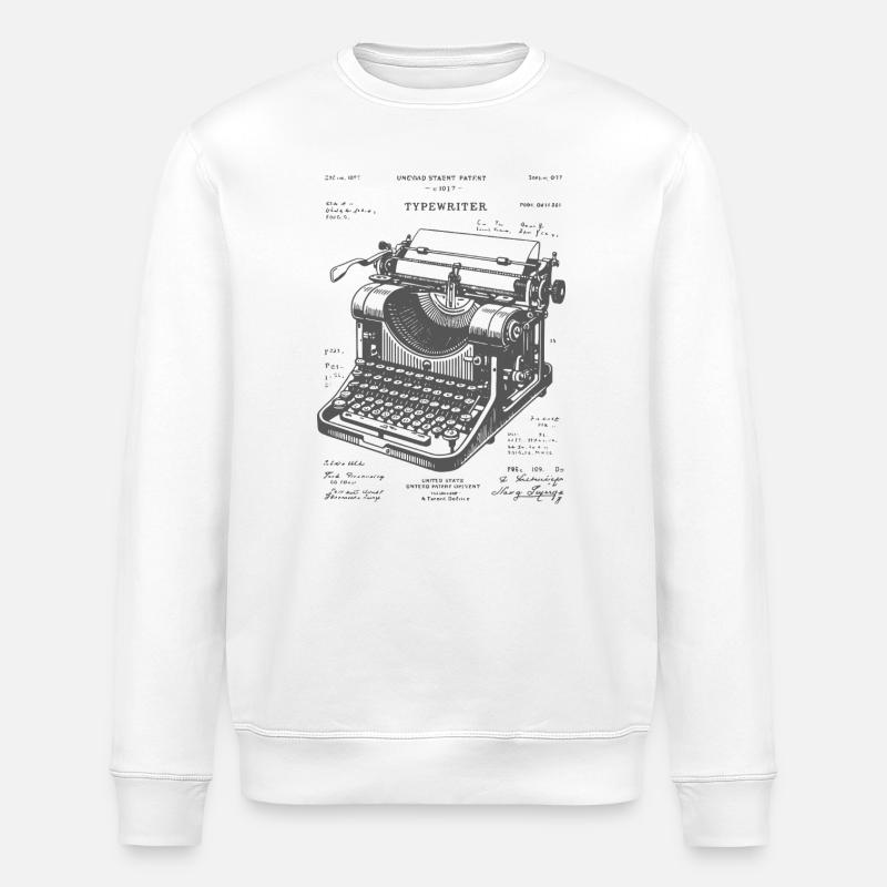 Plan de machine à écrire antique - Sweat bio ROLLER Stanley/Stella Unisexe - blanc