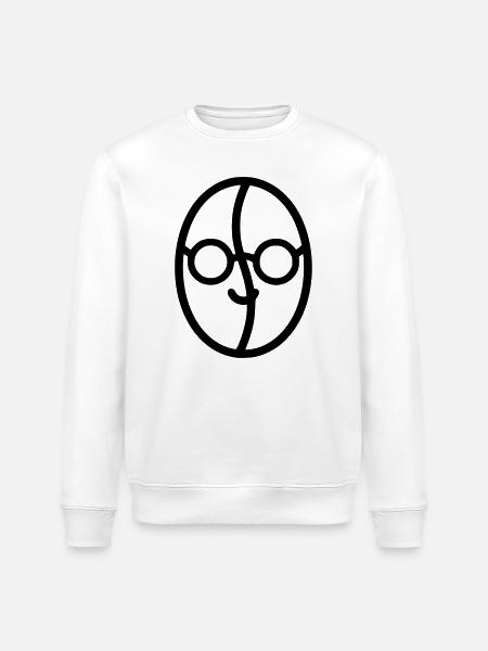Kaffee-Liebe: Kaffeebohne mit Brille - Stanley/Stella Unisex Bio-Sweatshirt ROLLER - Weiß