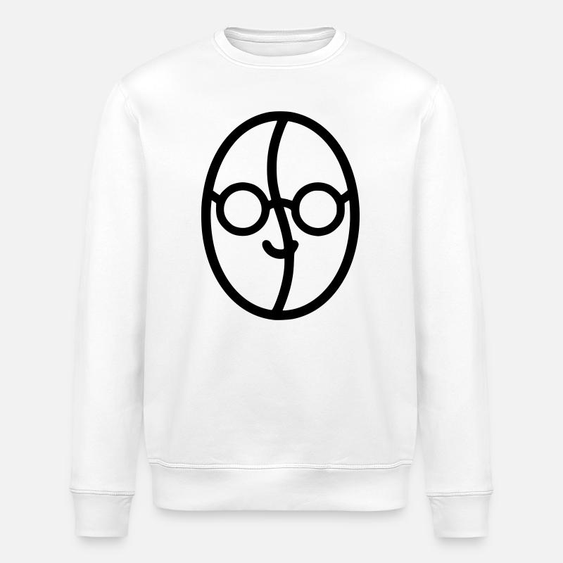Kaffee-Liebe: Kaffeebohne mit Brille - Stanley/Stella Unisex Bio-Sweatshirt ROLLER - Weiß