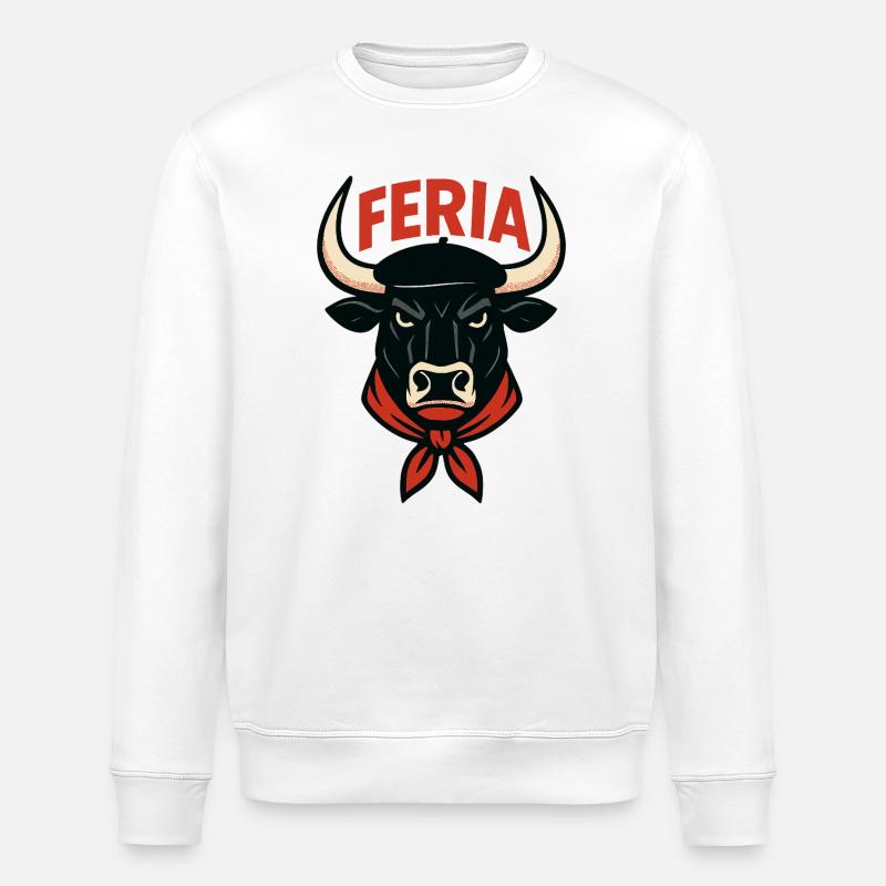 Féria - Pays Basque - Taureau - Sweat bio ROLLER Stanley/Stella Unisexe - blanc