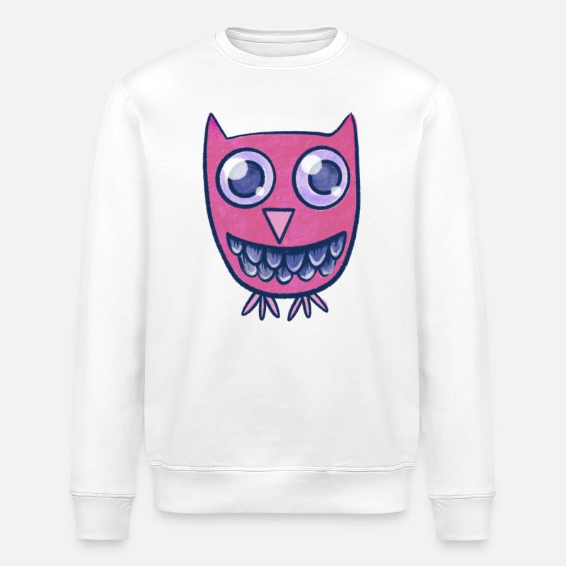 Dessin animé de la chouette rose - Sweat bio ROLLER Stanley/Stella Unisexe - blanc