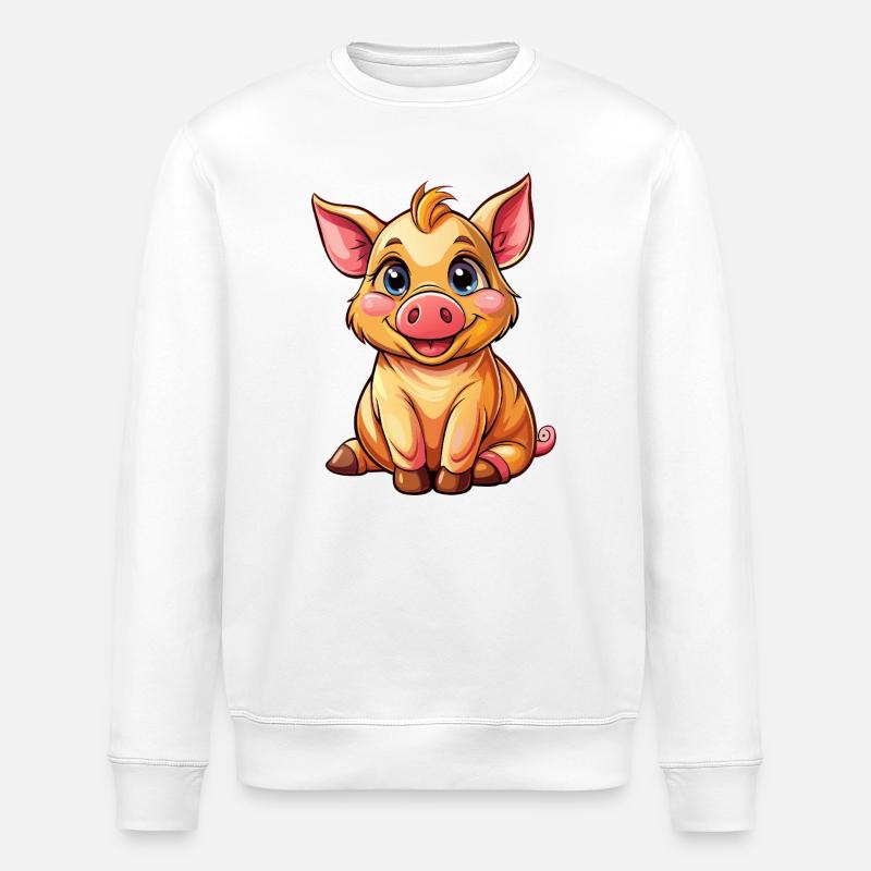 Sitzendes Schwein - Stanley/Stella Unisex Bio-Sweatshirt ROLLER - Weiß