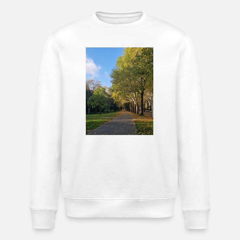 Autumn path through Lauballee - Stanley/Stella ROLLER Unisex Organic Sweatshirt - white