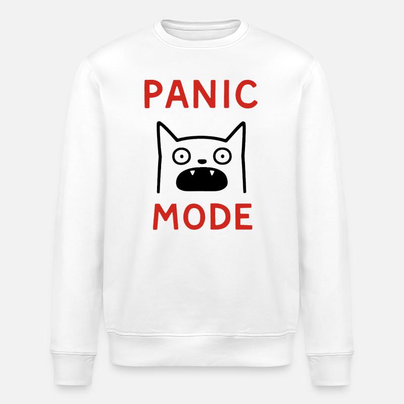 Cat panic mode - Stanley/Stella ROLLER Unisex Organic Sweatshirt - white