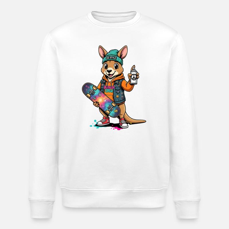 Kangaroo Sk8 Crew Oz Style - Sweat bio ROLLER Stanley/Stella Unisexe - blanc