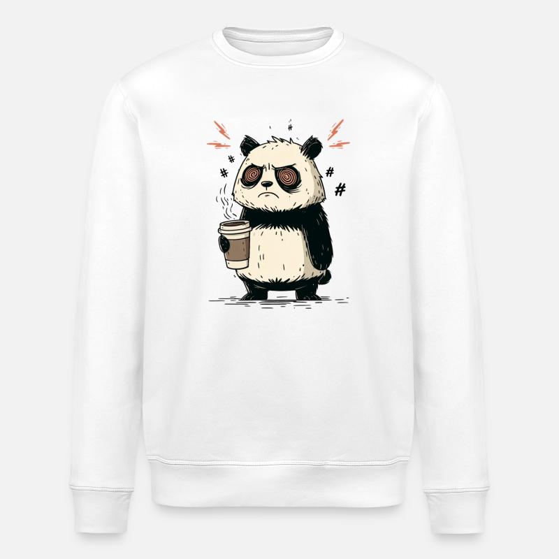 Panda Stress du Café - Sweat bio ROLLER Stanley/Stella Unisexe - blanc
