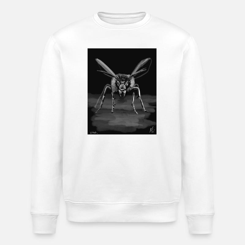 Midnight Stinger Mono Bee - Stanley/Stella ROLLER Unisex Organic Sweatshirt - white