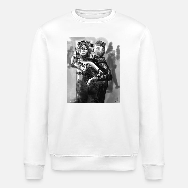 Freedom Under Threat - Stanley/Stella ROLLER Unisex Organic Sweatshirt - white