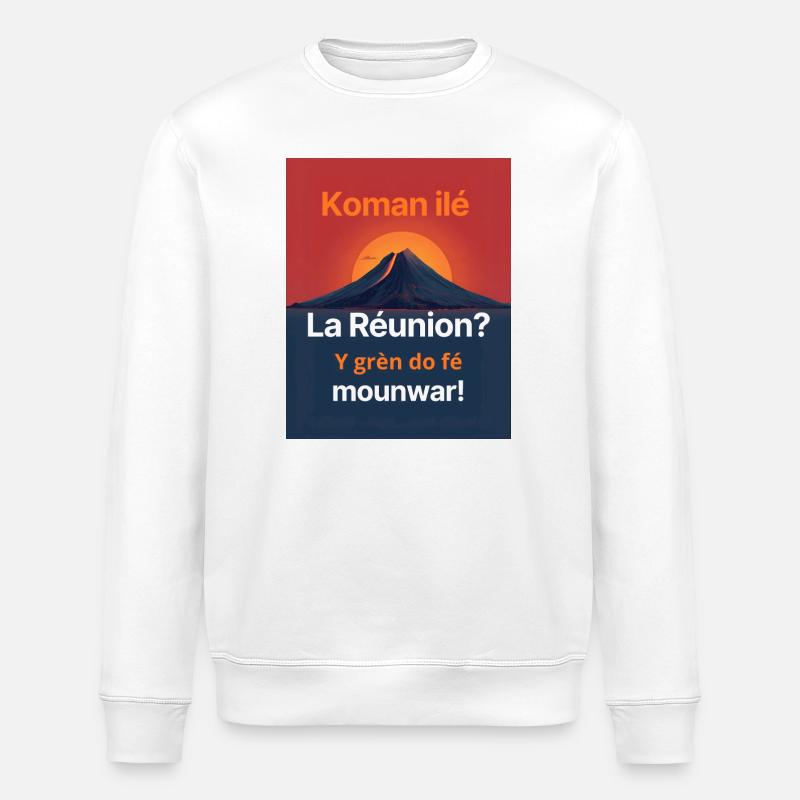Ille au Soleil Réunion Créole - Sweat bio ROLLER Stanley/Stella Unisexe - blanc