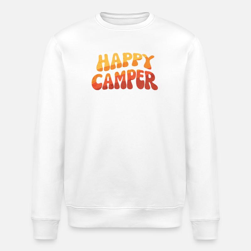 Happy Camper Gradient Text - Stanley/Stella ROLLER Unisex Organic Sweatshirt - white