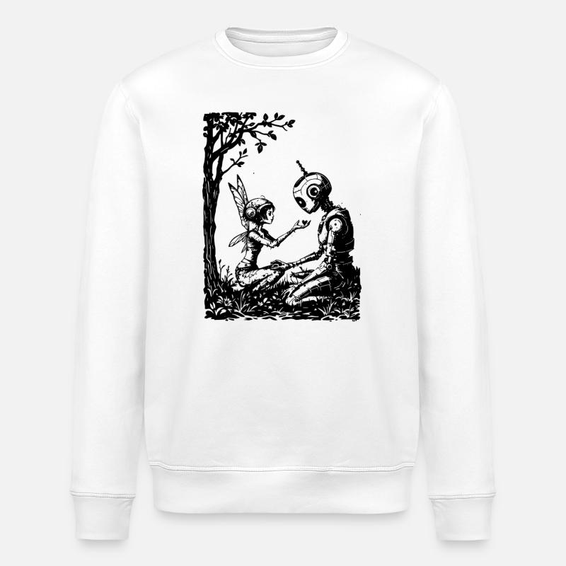 Fairy Fixing a Robot - Stanley/Stella ROLLER Unisex Organic Sweatshirt - white