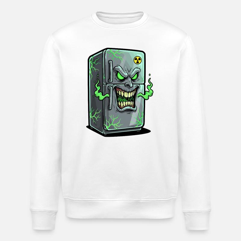 Grim Fridge: Green Ghosts - Stanley/Stella ROLLER Unisex Organic Sweatshirt - white