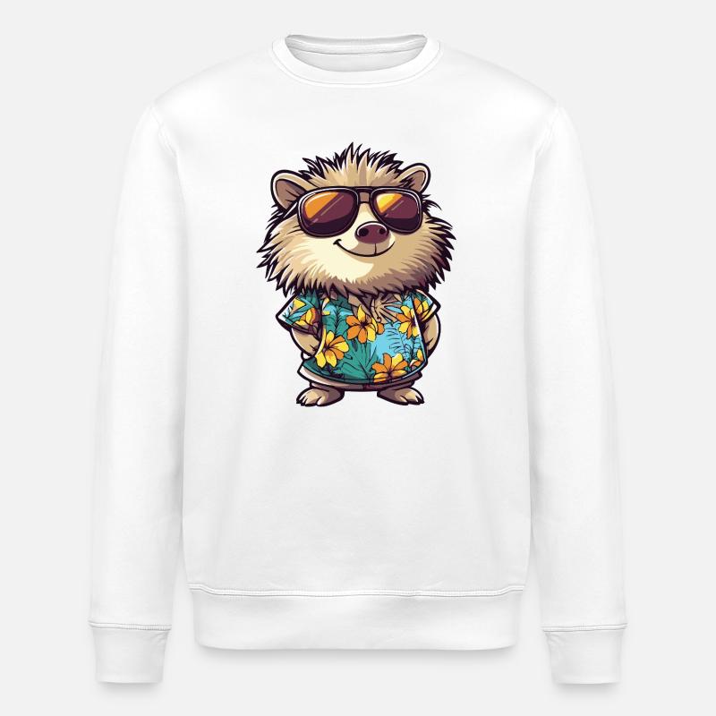 Hedgehog Comic Holiday - Stanley/Stella ROLLER Unisex Organic Sweatshirt - white