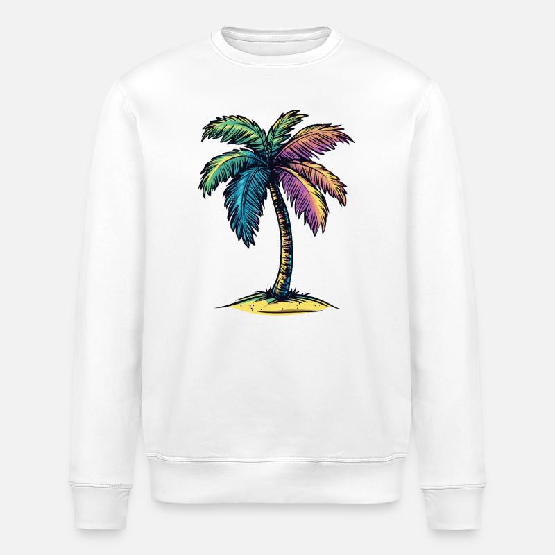 Symbole coloré de l’île Palm Tree - Sweat bio ROLLER Stanley/Stella Unisexe - blanc