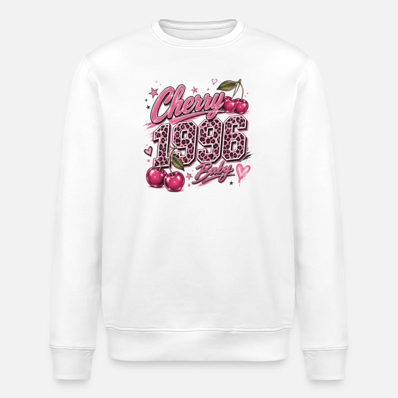 Cherry 1996 Baby Leopard - Stanley/Stella ROLLER Unisex Organic Sweatshirt - white