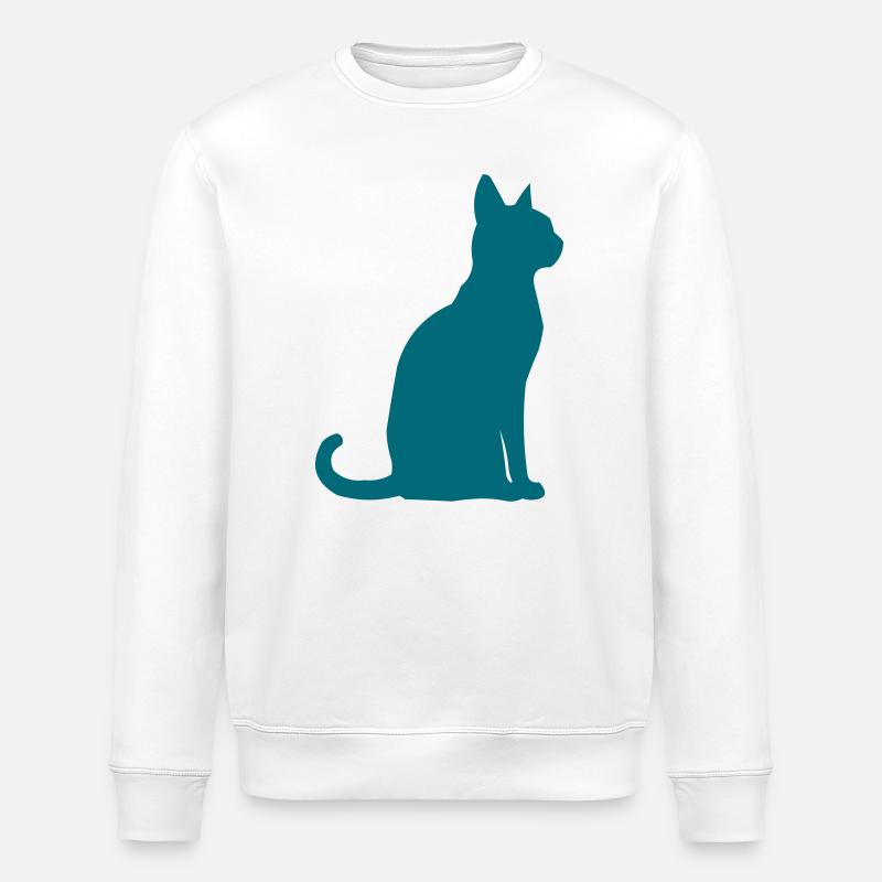 Teal Katzensilhouette - Stanley/Stella Unisex Bio-Sweatshirt ROLLER - Weiß