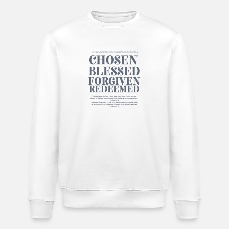 Auserwählt Gesegnet Vergeben Erlöst - Stanley/Stella Unisex Bio-Sweatshirt ROLLER - Weiß