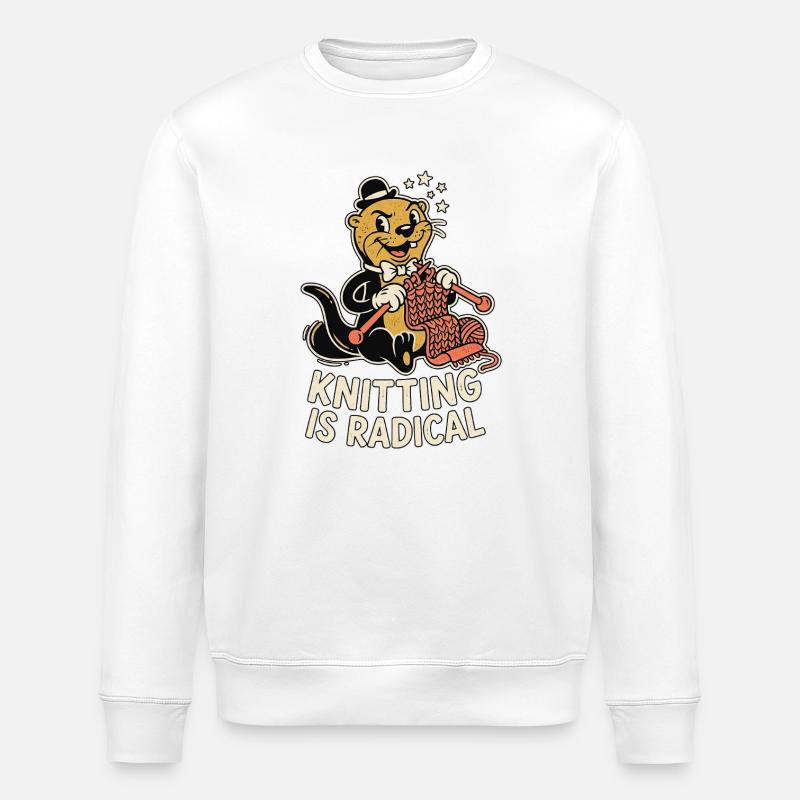 Knitting Otter - Stanley/Stella ROLLER Unisex Organic Sweatshirt - white