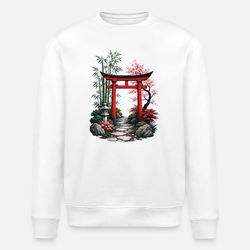 Japanischer Gartenpfad - Stanley/Stella Unisex Bio-Sweatshirt ROLLER - Weiß
