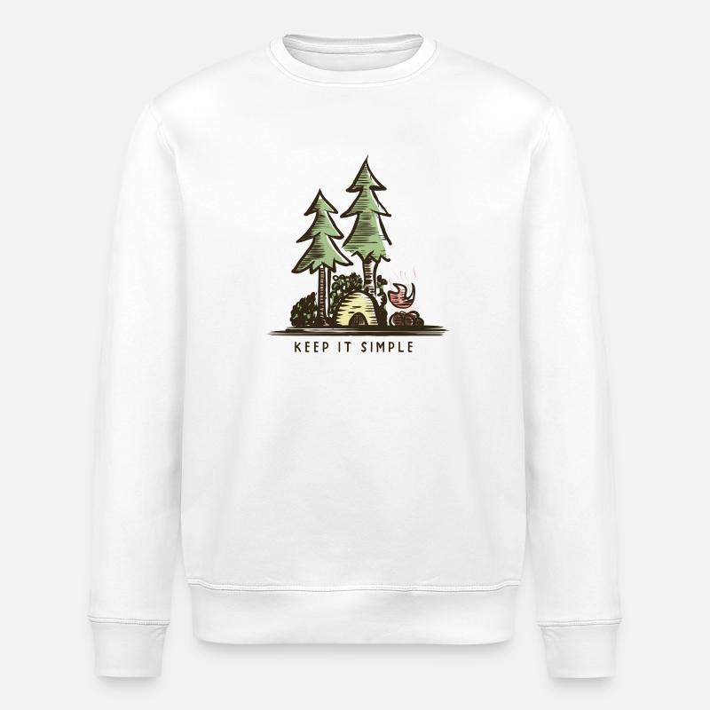 Camping Campfire - Stanley/Stella ROLLER Unisex Organic Sweatshirt - white