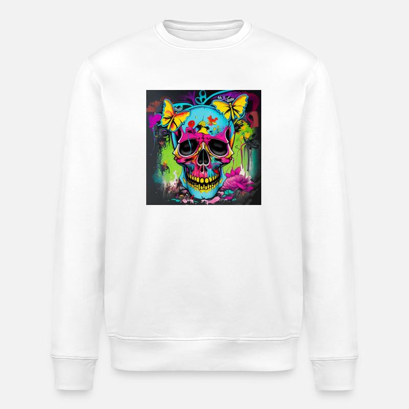 Crâne - Sweat bio ROLLER Stanley/Stella Unisexe - blanc