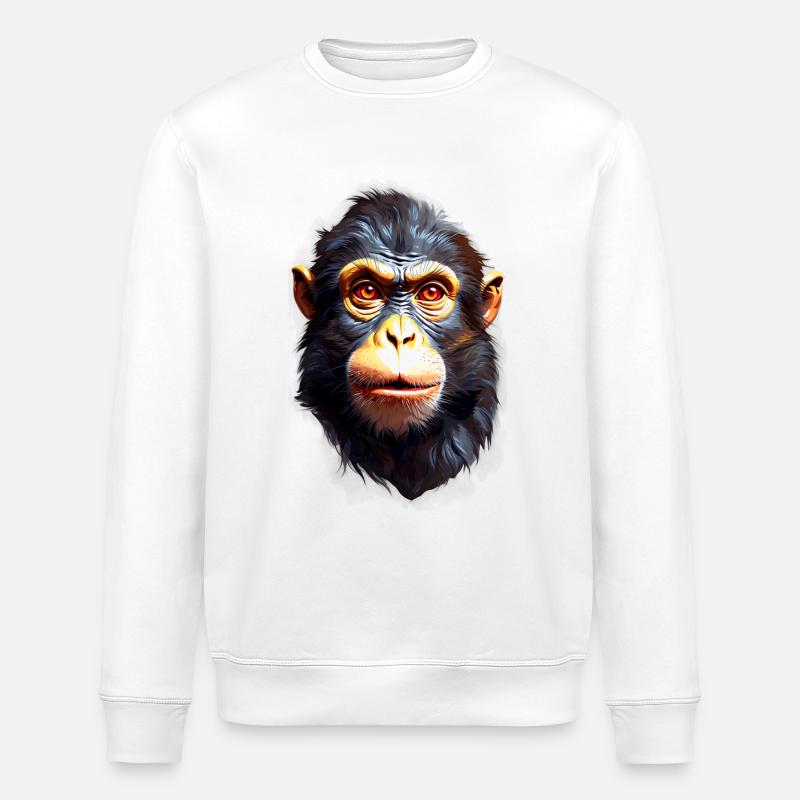 Monkey Monkey V24 09 - Stanley/Stella ROLLER Unisex Organic Sweatshirt - white