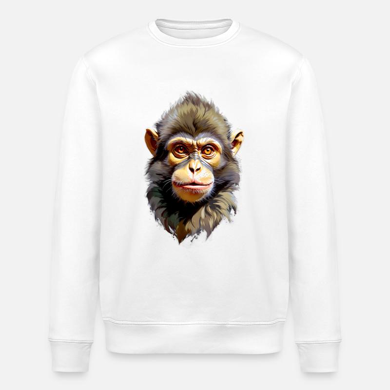 Monkey V24 13 - Stanley/Stella ROLLER Unisex Organic Sweatshirt - white