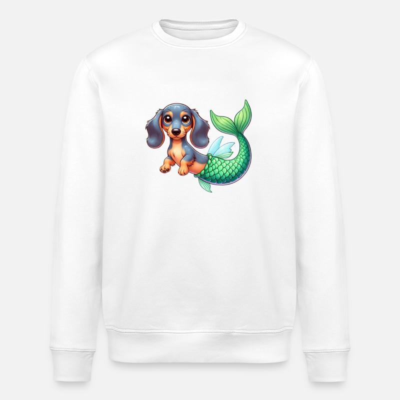 Sirène teckel - Sweat bio ROLLER Stanley/Stella Unisexe - blanc