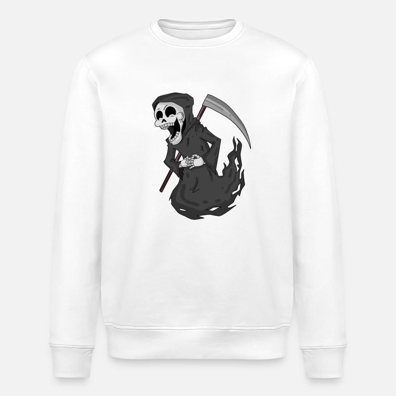 Grim Reaper laughs funny - Stanley/Stella ROLLER Unisex Organic Sweatshirt - white