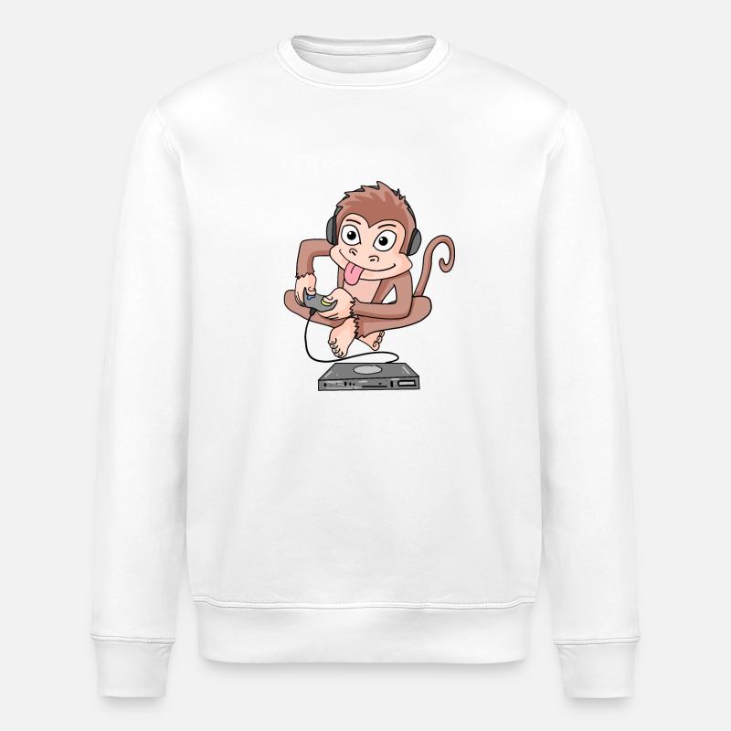 Affe spielt Videospiele - Stanley/Stella Unisex Bio-Sweatshirt ROLLER - Weiß