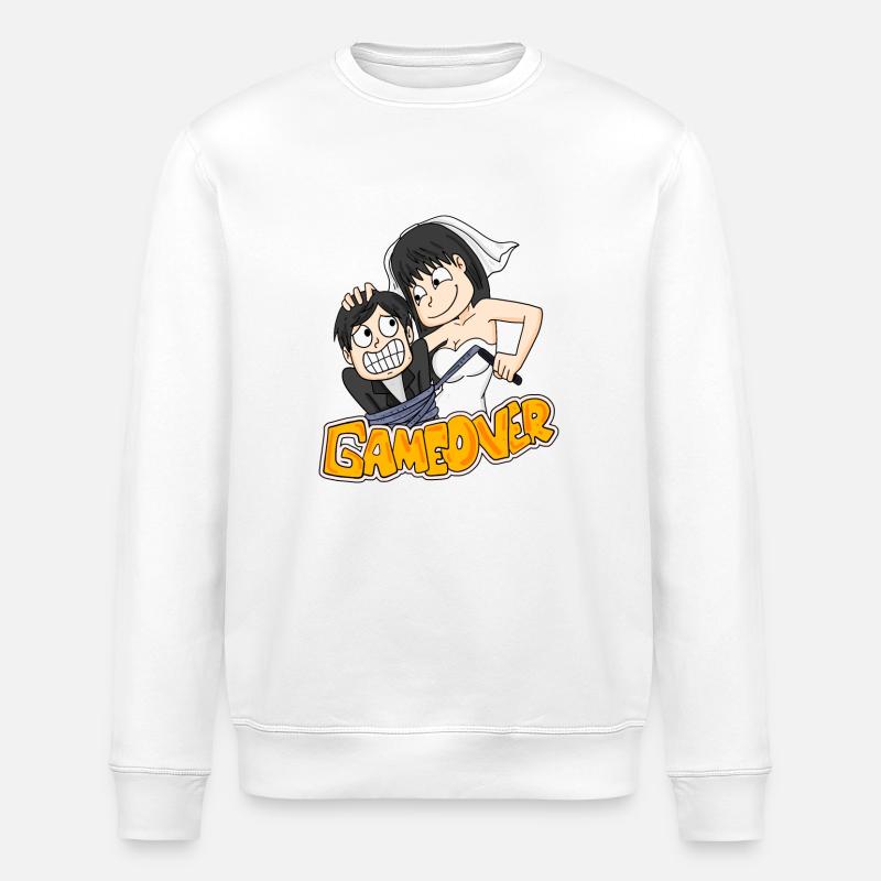Game Over Hochzeit lustig Geschenk - Stanley/Stella Unisex Bio-Sweatshirt ROLLER - Weiß