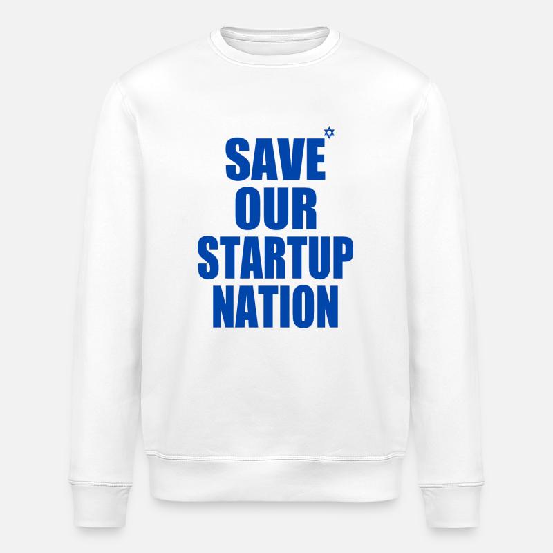 save our startup nation - Stanley/Stella ROLLER Unisex Organic Sweatshirt - white